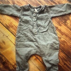 Quincy Mae Khaki Green Button-Up Romper for him/her